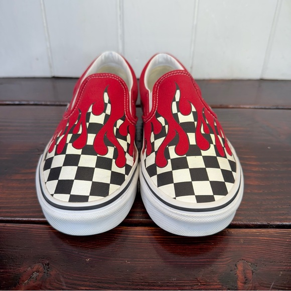 Vans Shoes - Vans Classic Slip-On Flame Checkerboard Shoes – Women’s 8 / Men’s 6.5